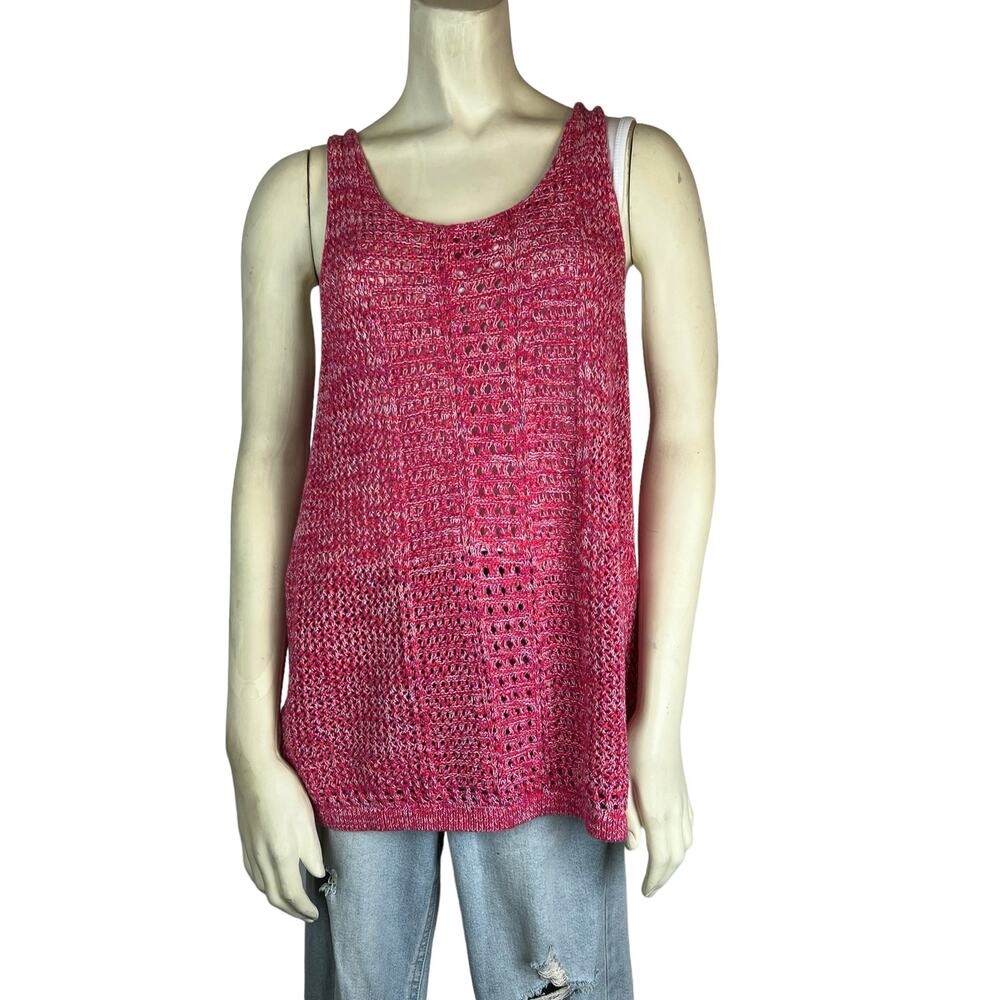 Gap for Good Pink Sweater Tank Top L Knit Crochet Boho Cottage Retro Cotton